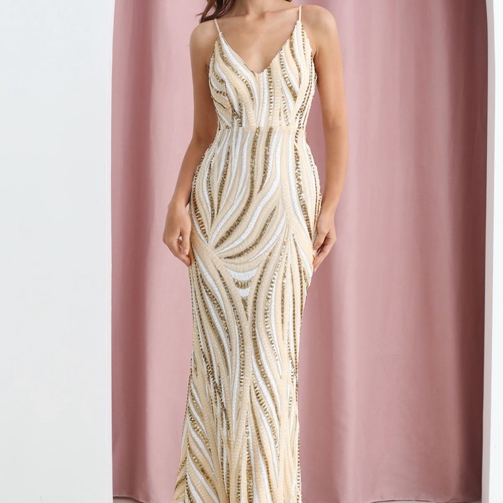 Multicolor Sequin V-Neck Mermaid Gown
